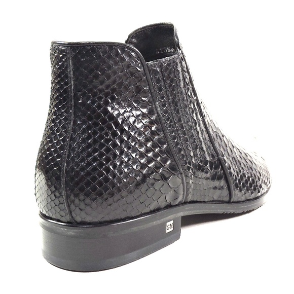 GOODMAN 🇮🇹 MEN'S BLACK SOFT PYTHON LEATHER COMFORT BOOTS - Picture 5 of 8